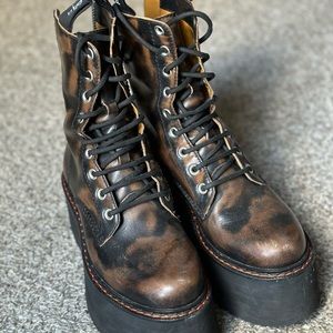 R13 Double Stacked Lace Up Boots